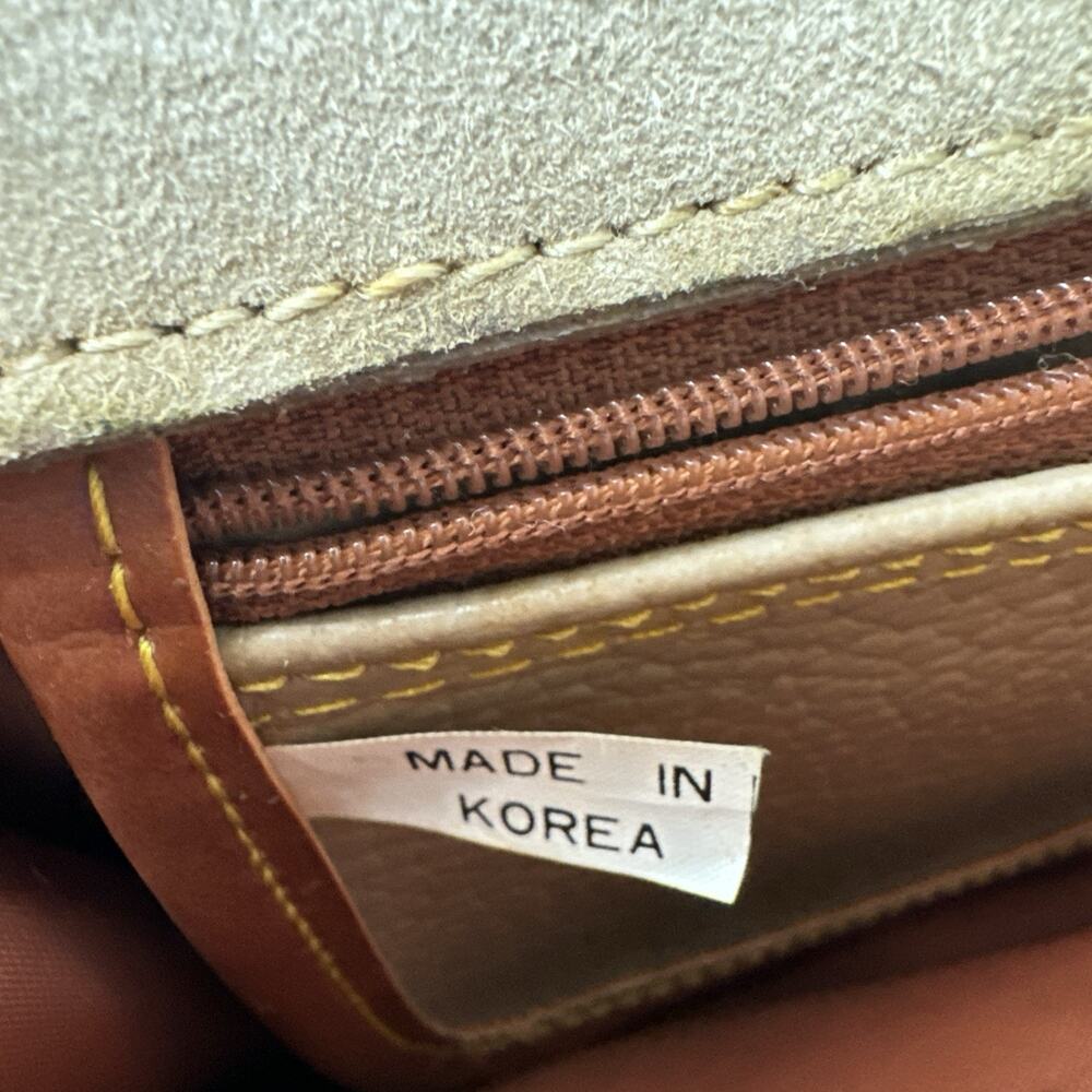 Vintage Korean Pebbled Leather Backpack Turn Lock Natural Tan Brown Stylish Cute - Picture 14 of 16